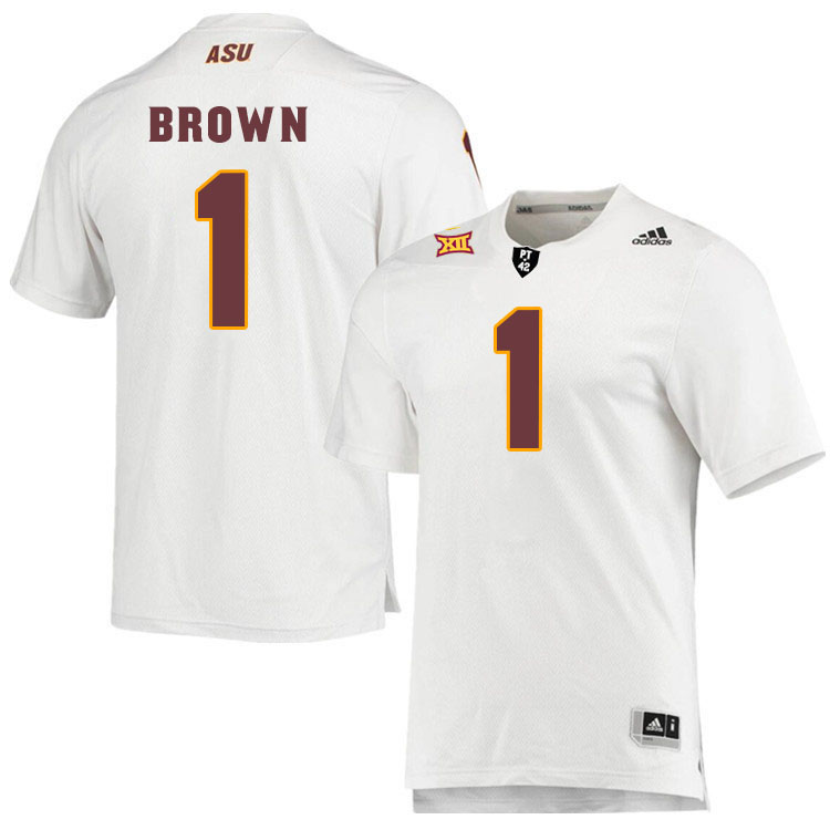 #1 Kyson Brown Arizona State Sun Devils College Football Jerseys Stitched-White #1 Kyson Brown Arizona State Sun Devils College Football Jerseys Stitched-White